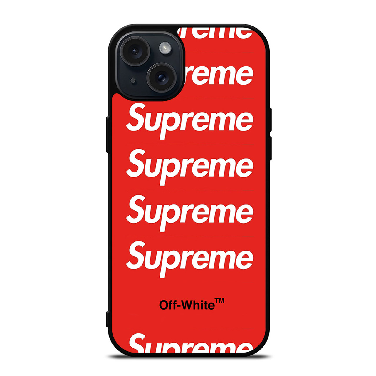 SUPREME RED OFF WHITE iPhone 15 Plus Case Cover